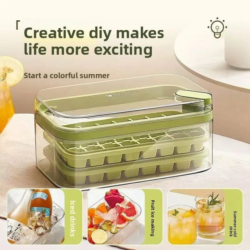 Press the Ice Tray Rectangular Ice Cube Mold Freezer Proof Quick