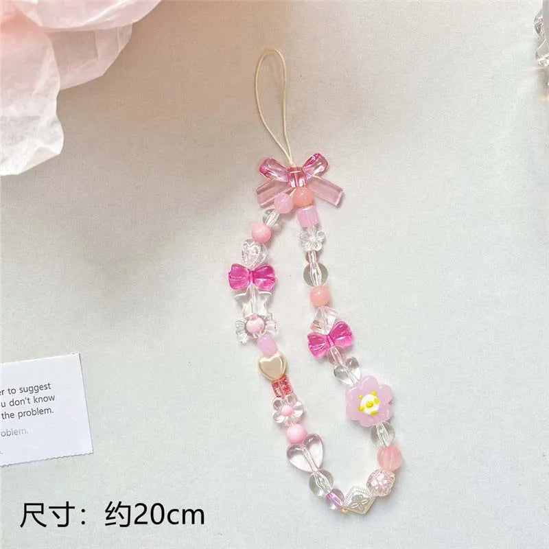 Elegant Bow Beaded Phone Charm Lanyard
