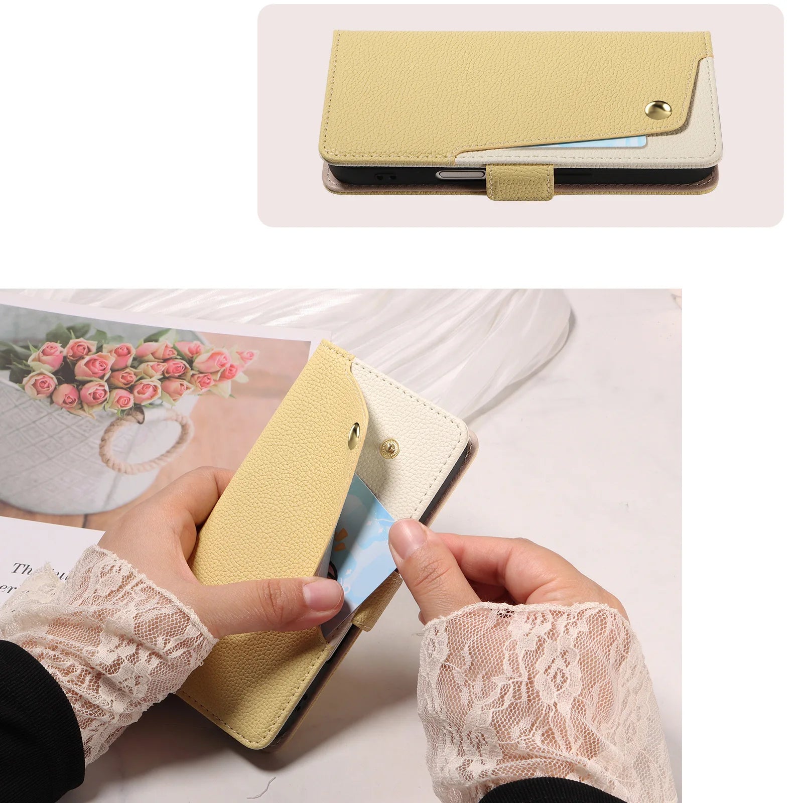 Luxury PU Leather Phone Case with Mirror for  iPhone