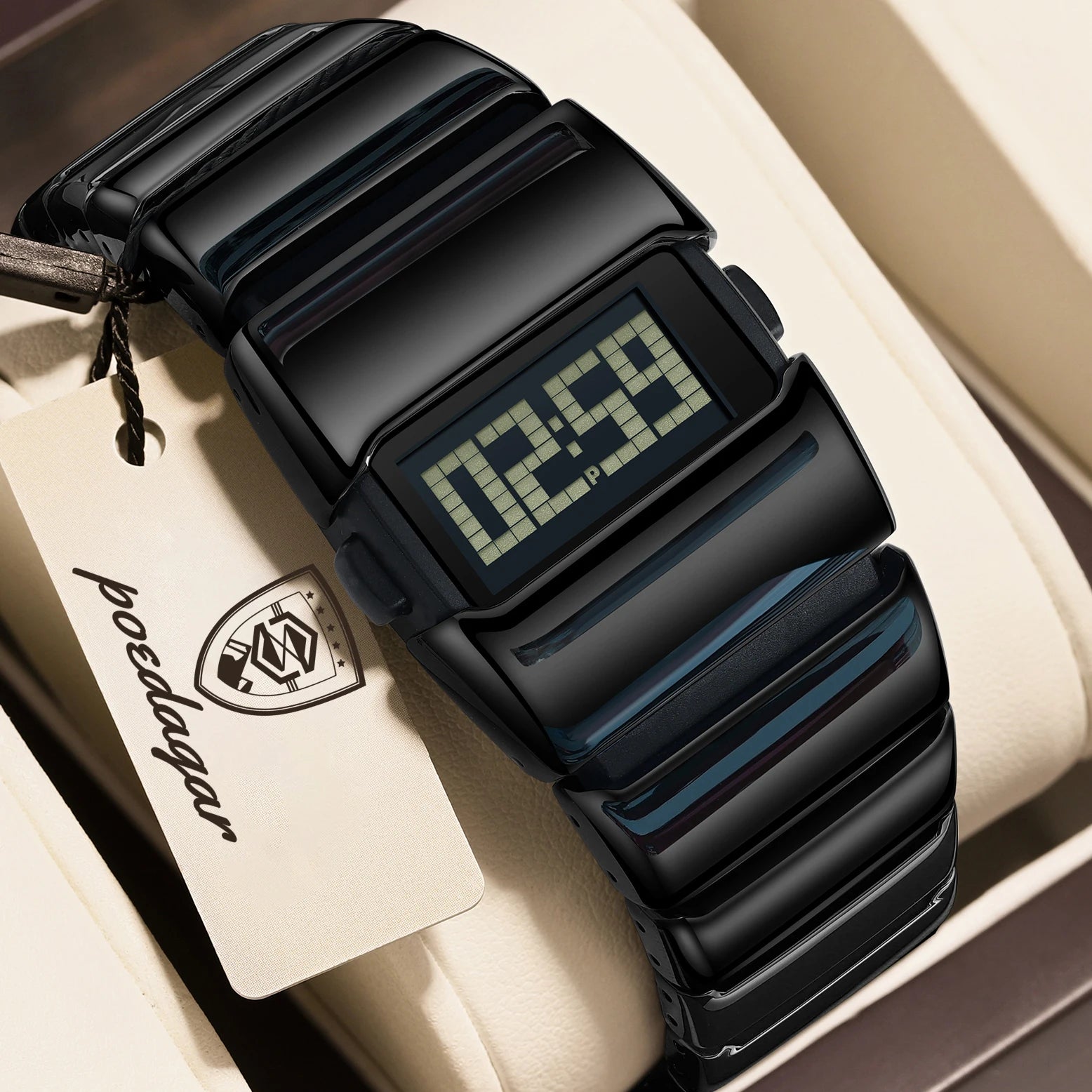 Poedagar E126 Creative LED Digital Watch Men Stainless Steel Strap