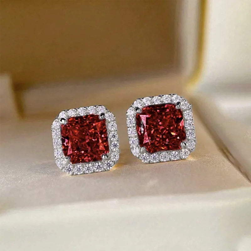 Luxury Princess Cubic Zirconia Stud Earrings