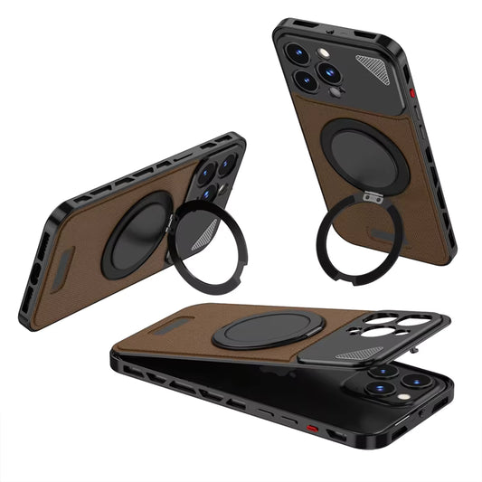 Magnetic Metal Bumper 360° Rotating Stand Case for iPhone – Shockproof Elastic Snap Protective Cover