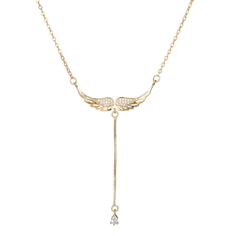 925 Sterling Silver Wings Necklace with Zircon