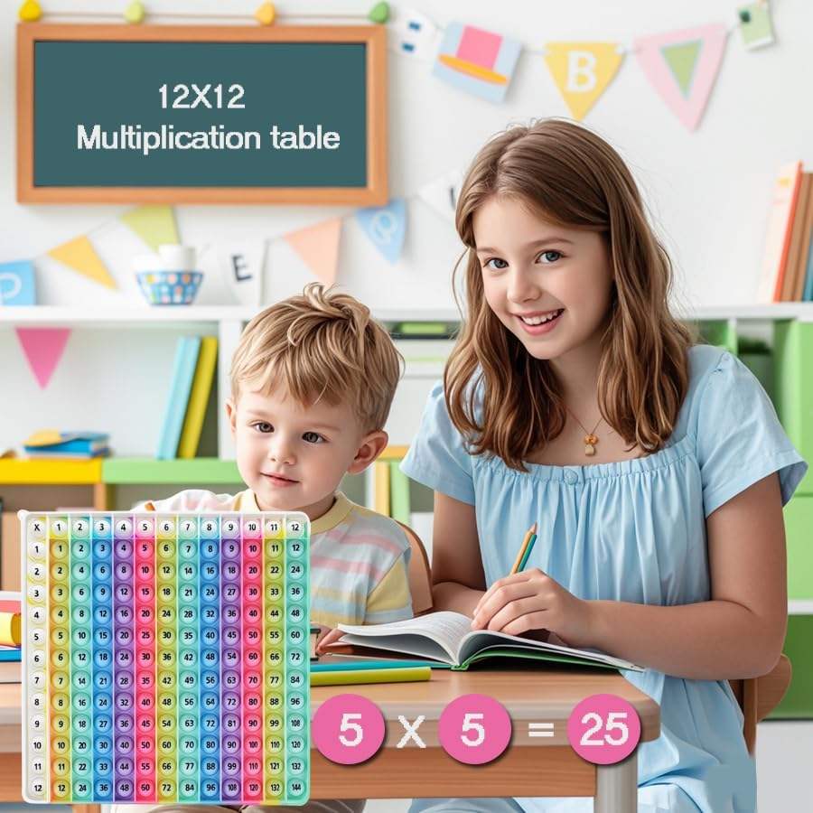 12×12 Multiplication Table Game Pop Fidget Toy – Kids Math Learning Educational Poster