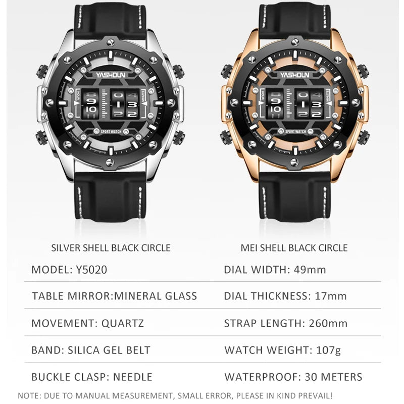 Trendy Personalized Multifunctional Men's Watch Sports Silicone Tape