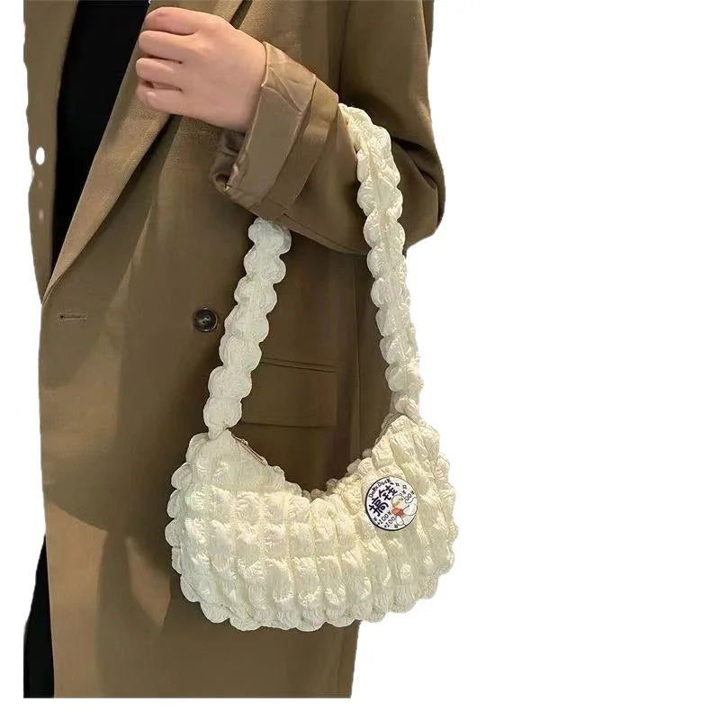 Trendy Women's Solid Color Cross-Border Handbag Trendy Cloud Bag