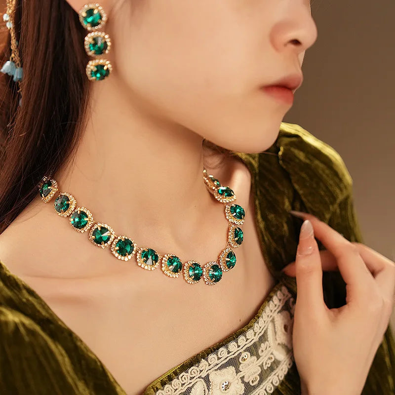 Luxury Alloy Flower Bridal Necklace & Earrings Set