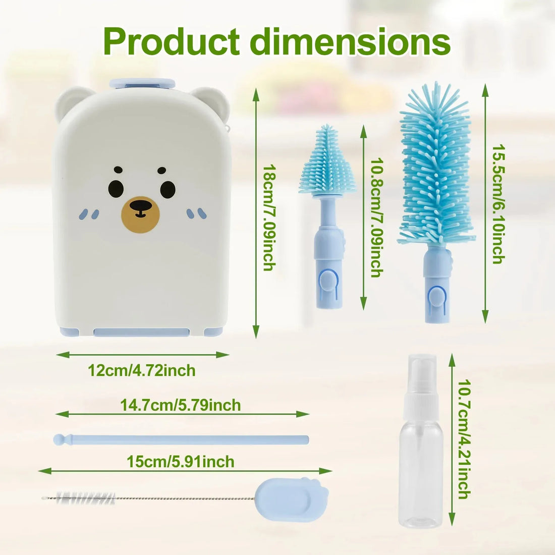 Baby Bottle Brush Set Portable Baby Bottle Drying Rack Cleaning Kit