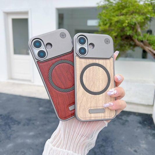 Luxury Aromatherapy Wood Grain Case – Magnetic Suction Borderless Design for iPhone 13/17 Pro Max