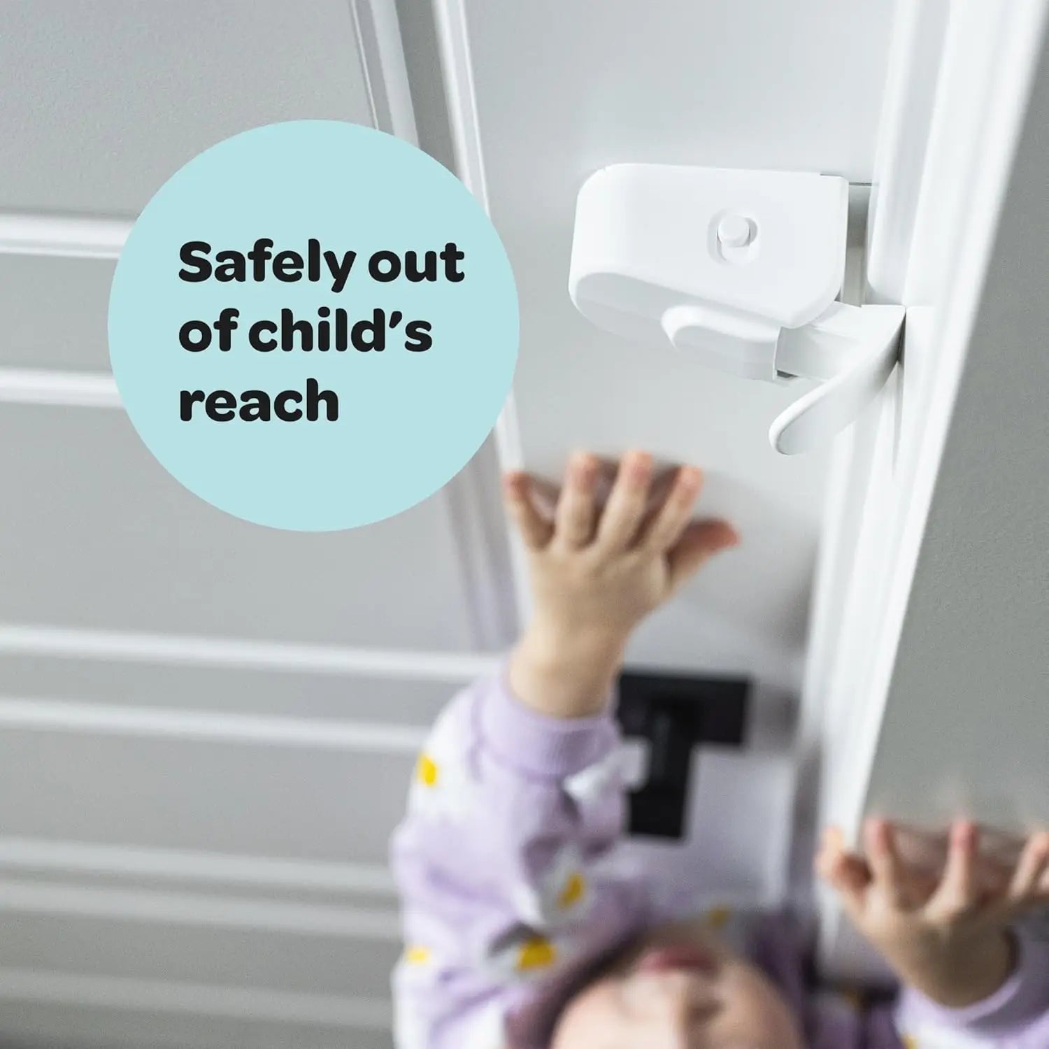 Plastic Snap-On Cabinet Door Lock Kids Can't Reach No Tools/Adhesives