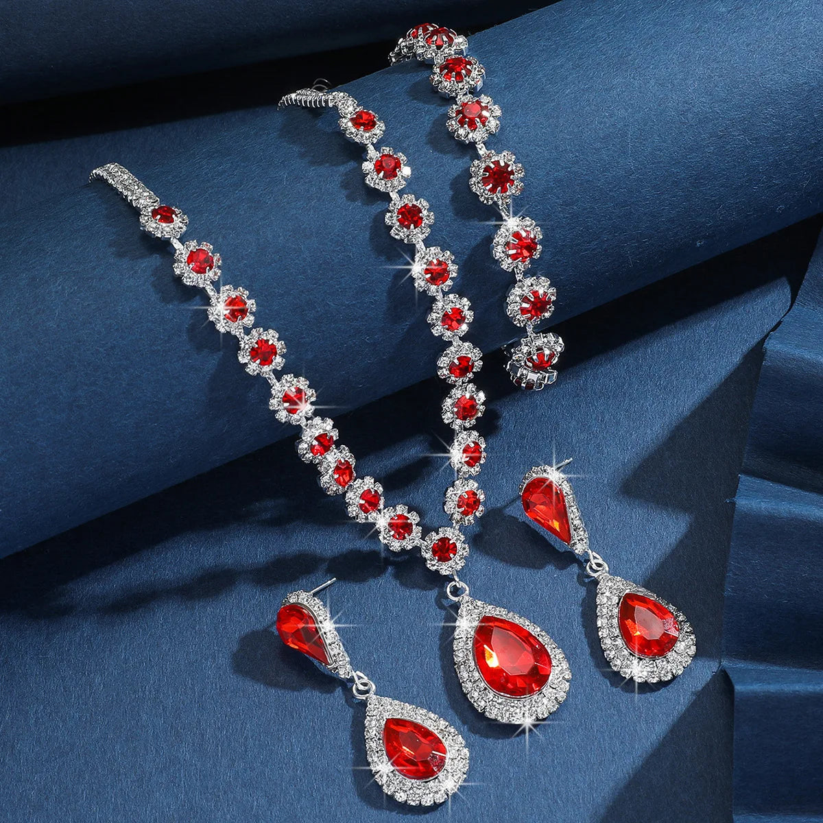 Elegant Crystal Rhinestone Arabic Wedding Jewelry Set