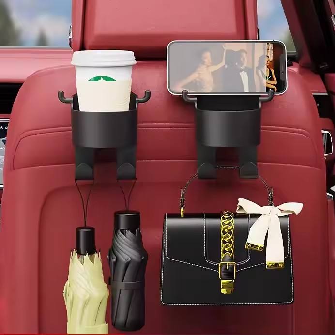 Universal Car Back Seat Water Cup Holder with Mobile Phone Stand Hook