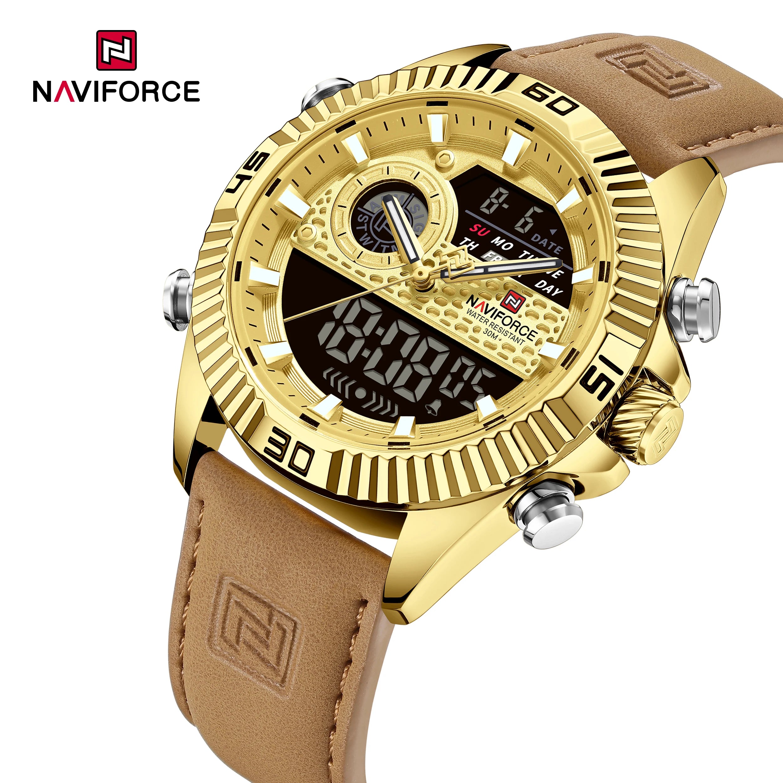 NAVIFORCE Men's Sport Quartz Analog LCD Watch