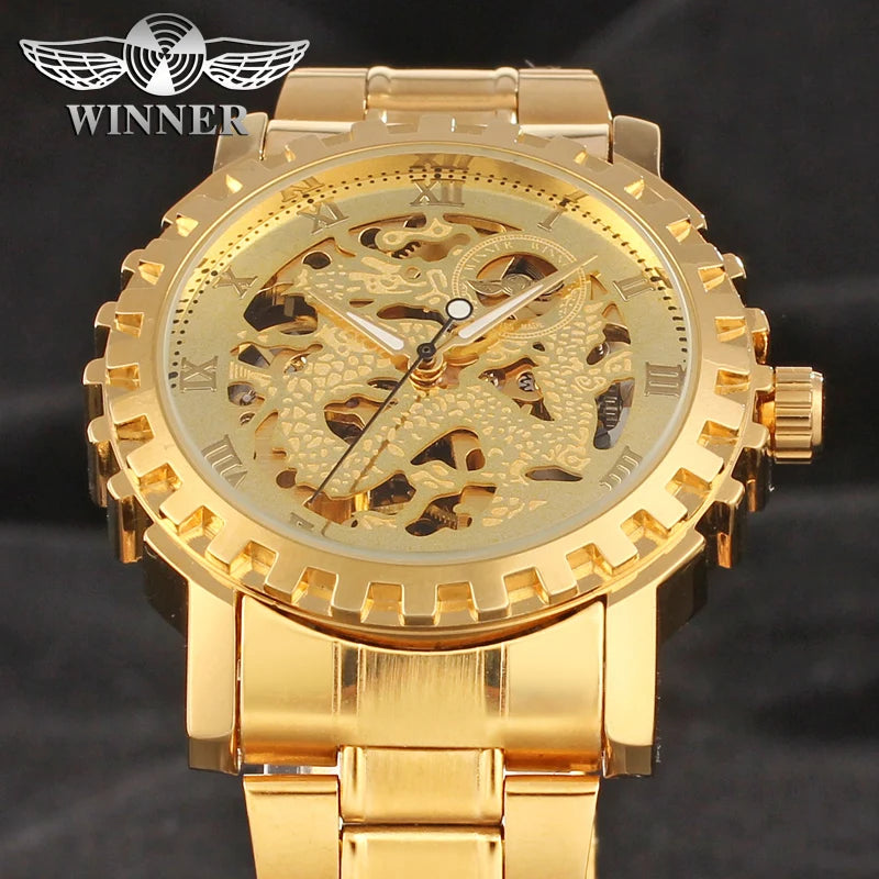 Luxury Gold Skeleton Automatic Watch for Men
