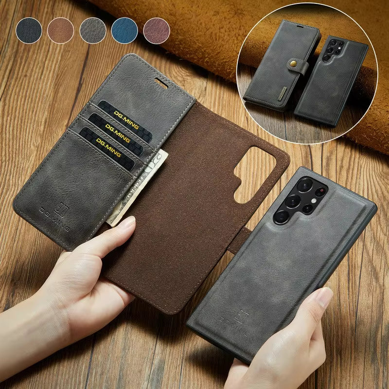 European & American Flip Wallet Case for Samsung – Split Card Holder Leather Cover