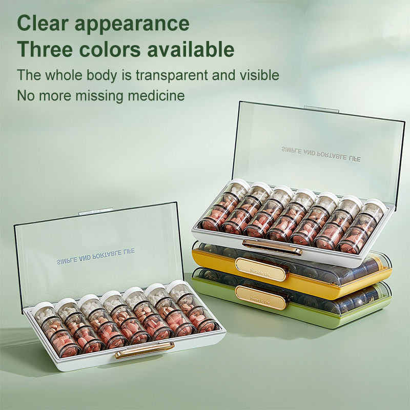 7-Day Portable Pill Box – Large Capacity Medicine Organizer & Dispenser with Daily Reminder Compartments