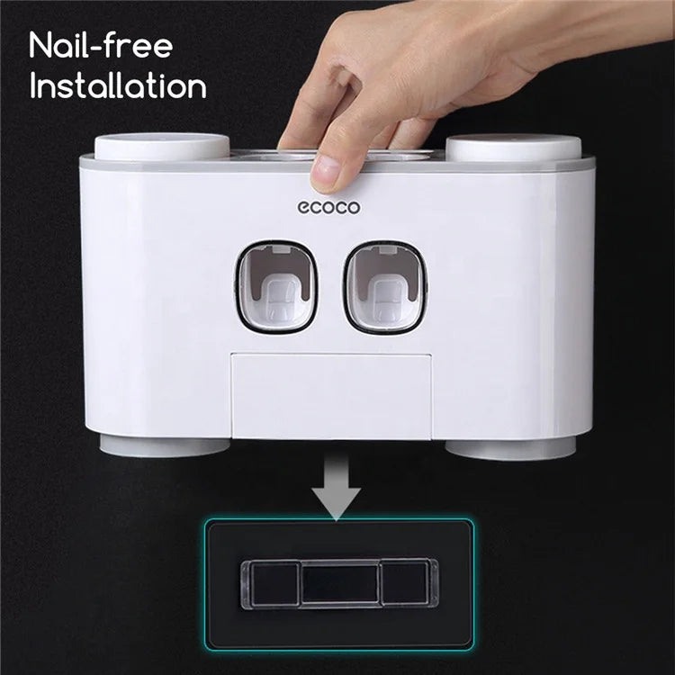 Automatic Toothbrush Holder with Toothpaste Squeezer Plastic