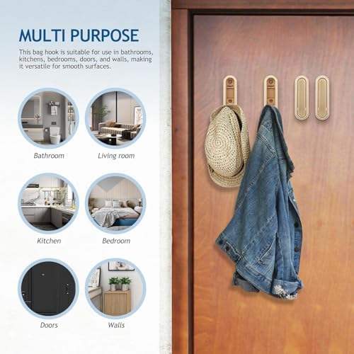 Foldable Wall Mount Hooks – Premium Gold Zinc Alloy Hanger Rail for Home Storage