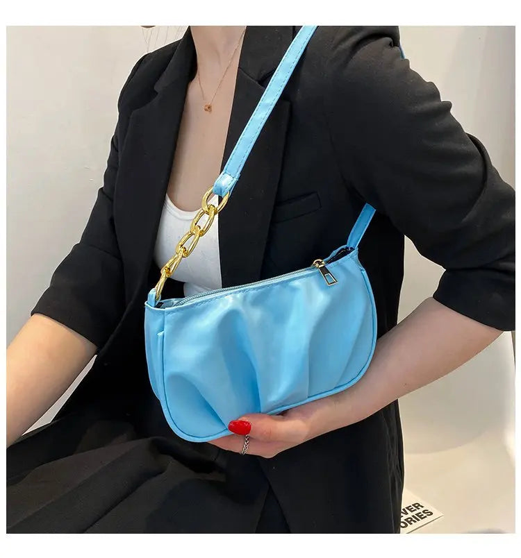 Small Bags Soft PU Leather Underarm Bag Solid