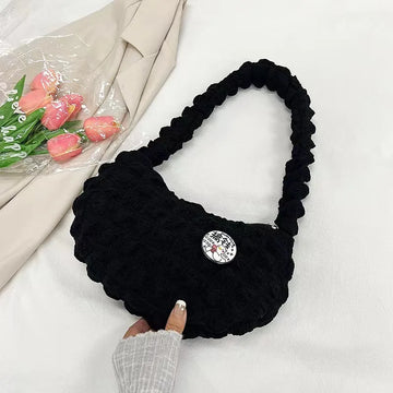Trendy Women's Solid Color Cross-Border Handbag Trendy Cloud Bag