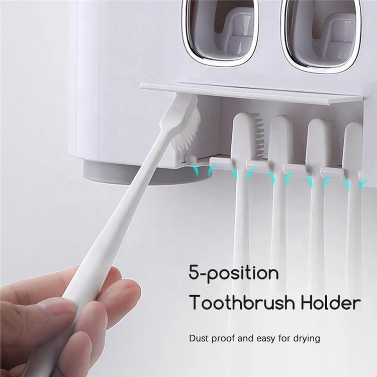 Automatic Toothbrush Holder with Toothpaste Squeezer Plastic