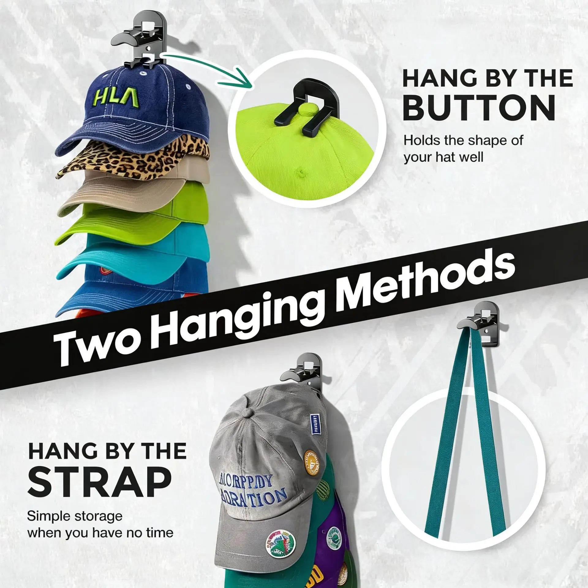 Wall Mounted Baseball Cap Storage Rack Plastic Hat Organizer Cap
