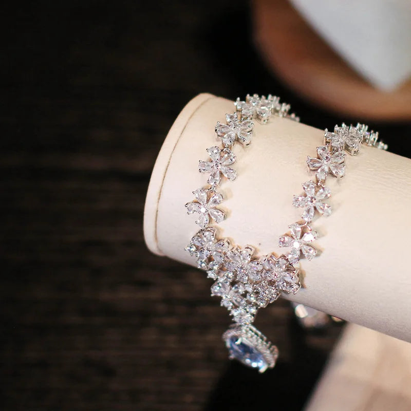 Luxury Micro-Inlaid Stone Necklace & Earring Set