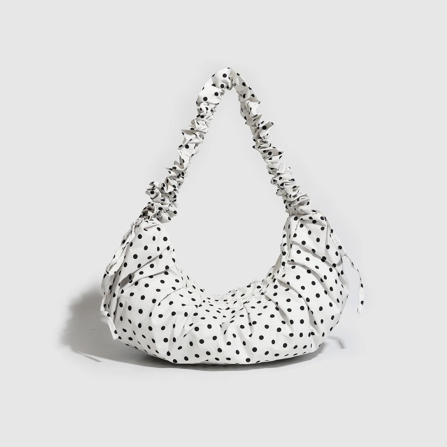 New Style Spring Summer Ruffle Polka Dot Dumpling Bag Drawstring