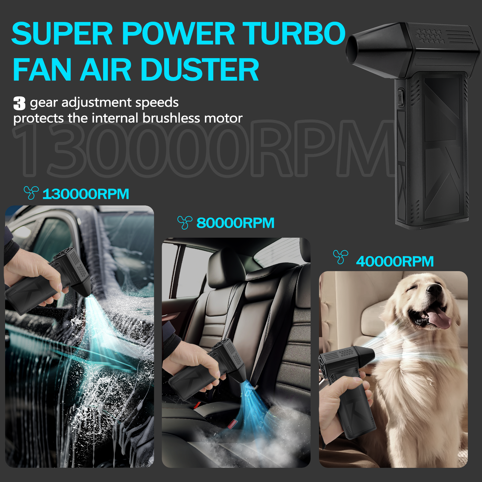 High-Speed 150000RPM Mini Turbo Air Blower – Handheld Fan for Dust Removal