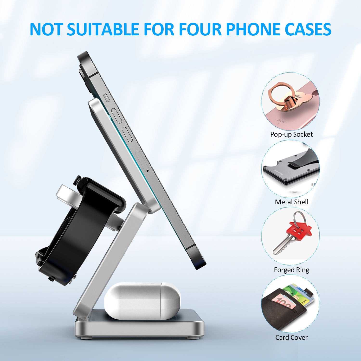 Foldable Magnetic Wireless Charger 3-in-1 Fast Charging Station for iPhone 12–16 Pro Max