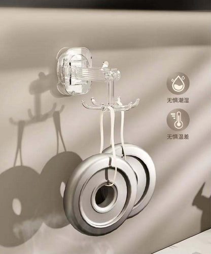 Non-Perforated Kitchen Storage Hook – 360° Rotating Suction Cup Wall Hanger for Utensils & Tools