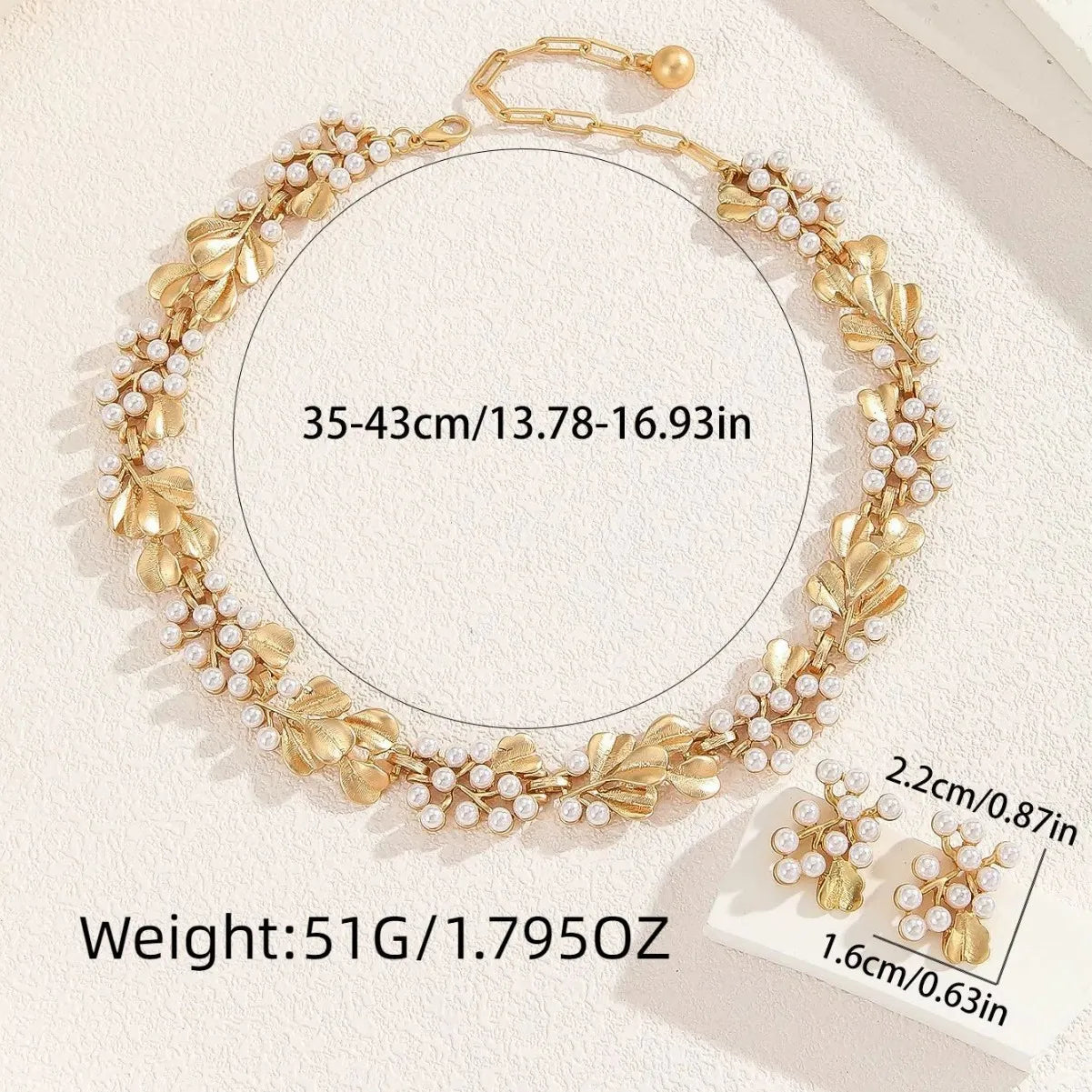 Gold Plated Retro French Necklace Earrings Set