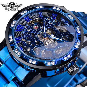 Luxury Blue Stainless Steel Mechanical Watch