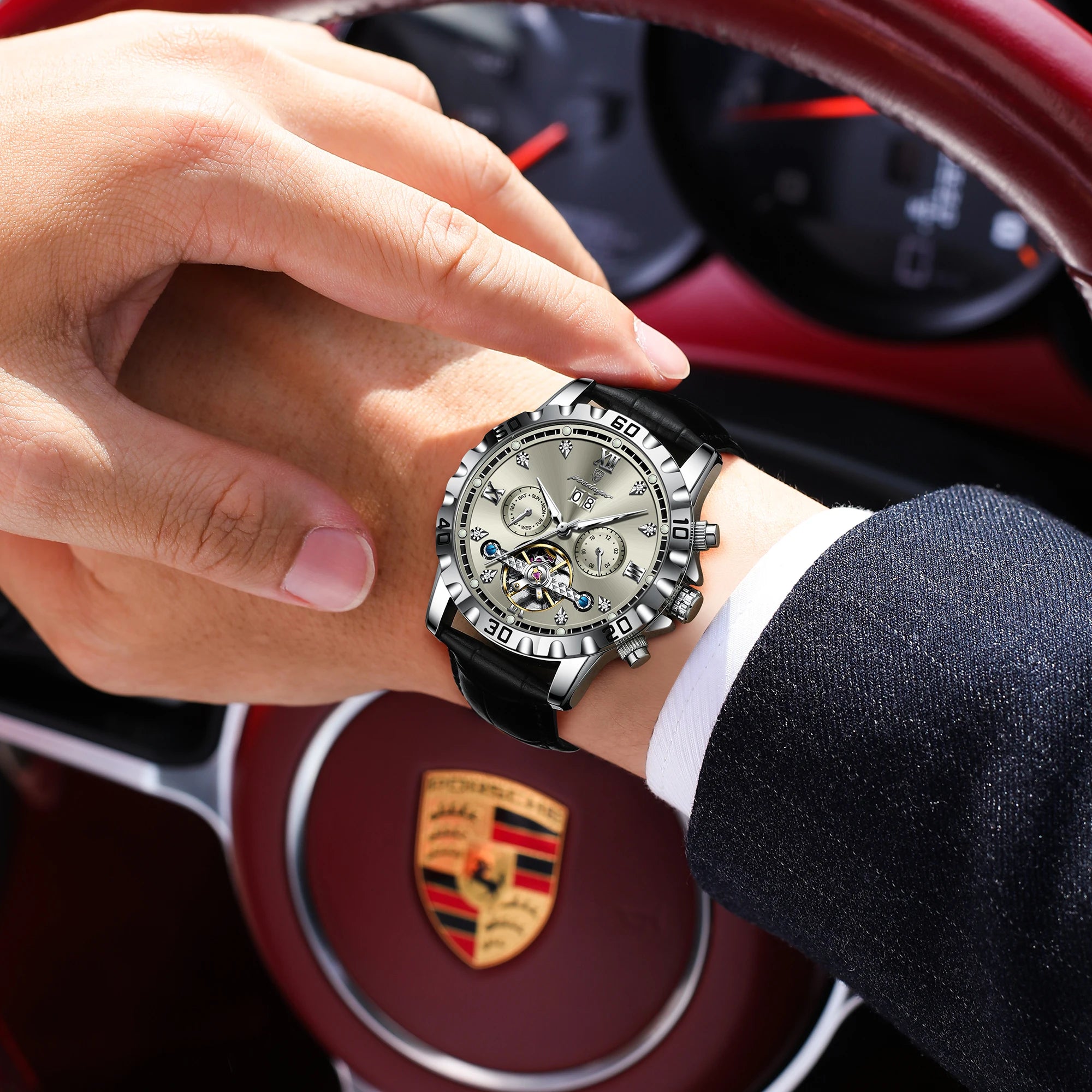 Poedagar Luxury Automatic Tourbillon Watch