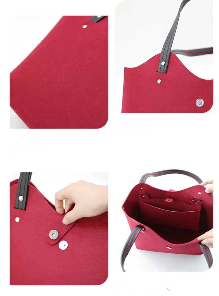 New Large Capacity Felt Fabric Travel Shopping Bag Wool Woman