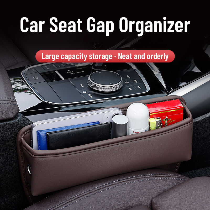 Multifunction Car Seat Gap Filler Organizer with Phone & Cup Holder PU Leather Storage Box