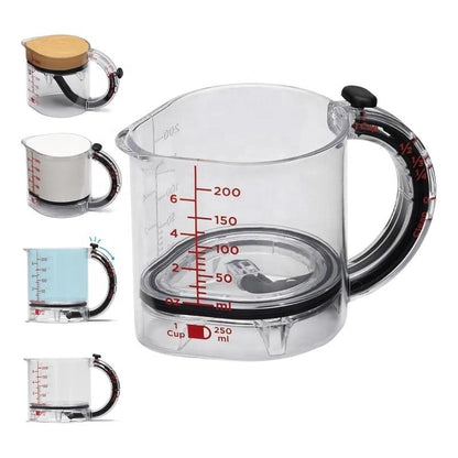 Multi-Functional 4-in-1 Measuring Cup – Adjustable Push Style with Space-Saving Base & Scraper