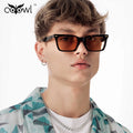 Men's Luxury UV400 Sunglasses Blue Clear Lens Red Frame Custom Logo