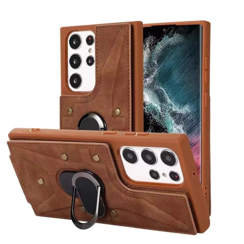 Magnetic Ring Stand Wallet Card Phone Case for Samsung Galaxy