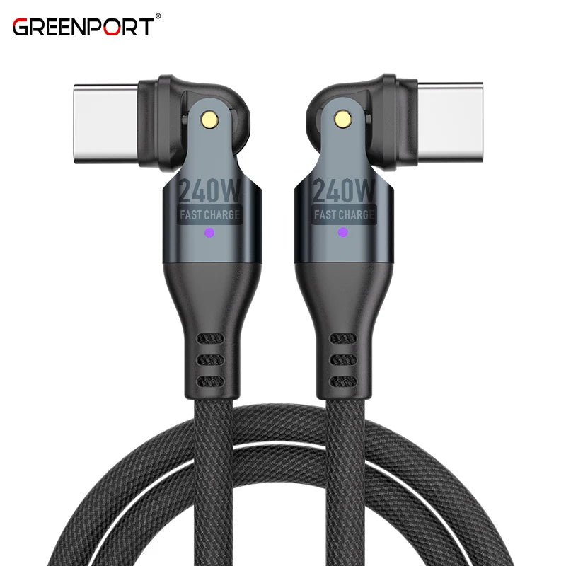 Fast Charging Type-C Cable | Pd 240w USB C to Type C Phone Laptop Quick Charger Cable 180 Bending