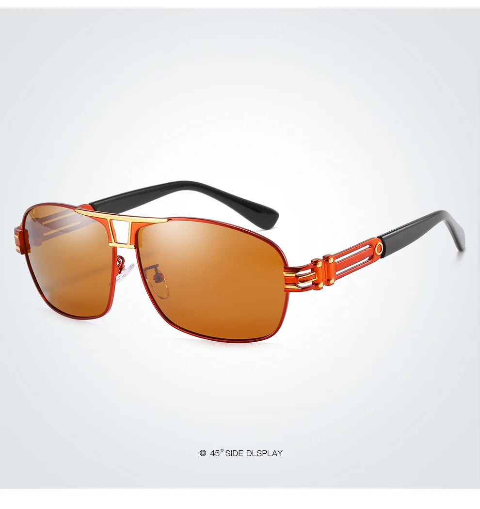 Men's Polarized Metal Frame Pilot Sunglasses