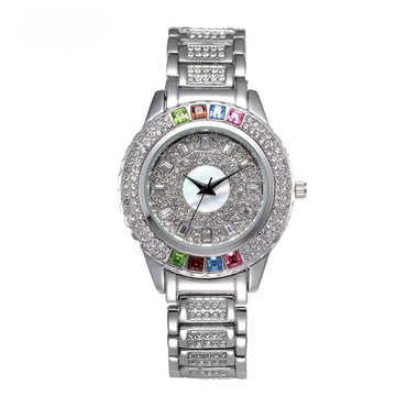 Luxury Women's Diamond Quartz Watch - Gold & Zircon