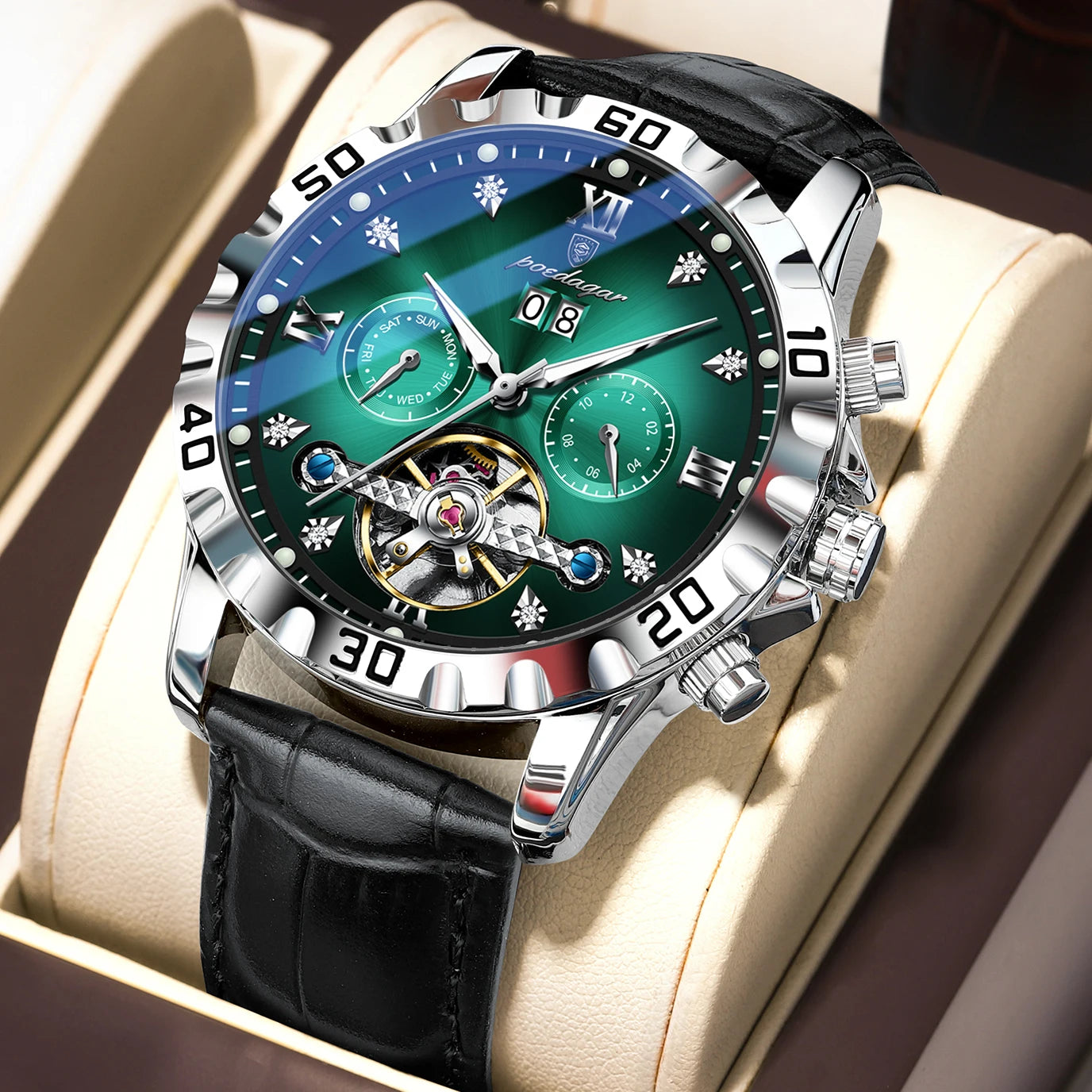 Poedagar Luxury Automatic Tourbillon Watch