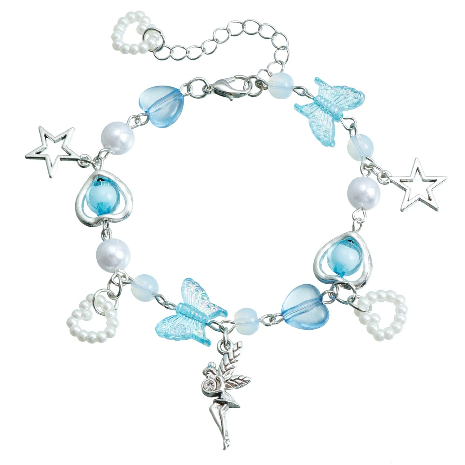 Charming Butterfly Heart Bracelet - Sweet Y2K Jewelry