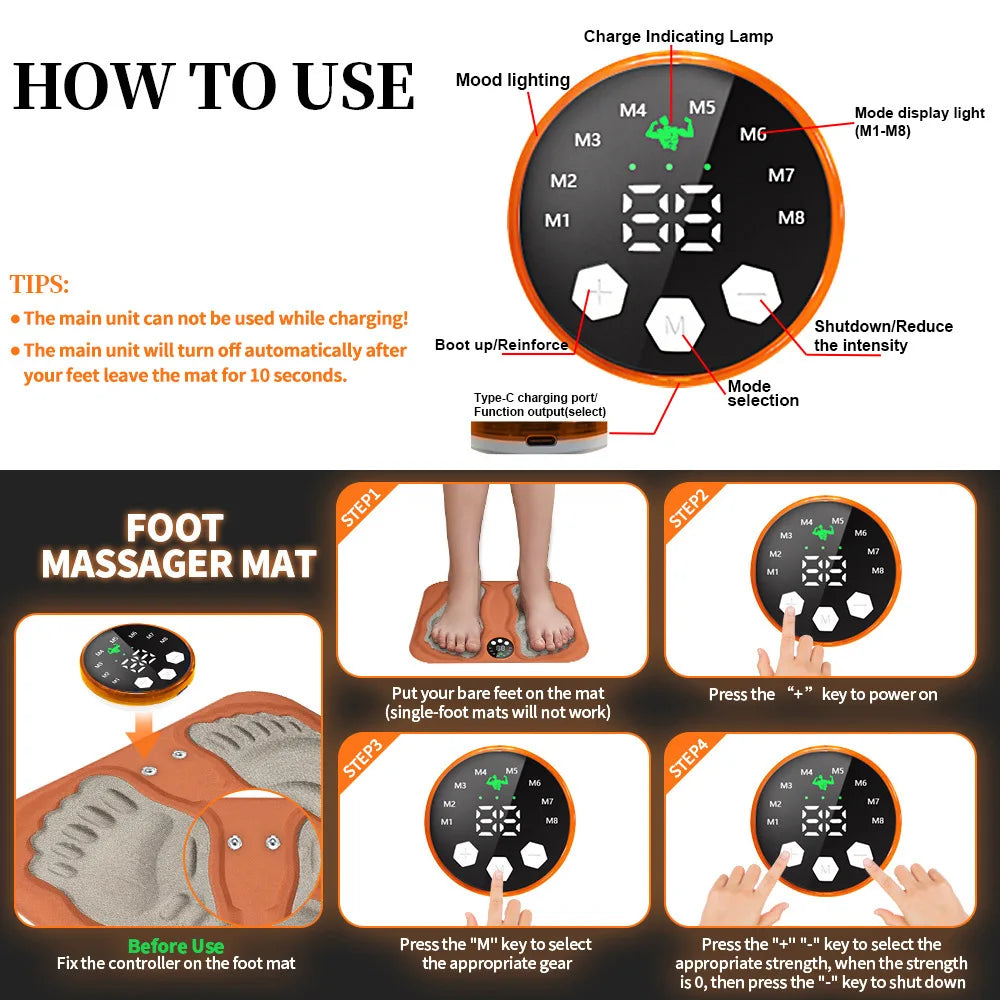 Wireless Remote Foot Massager with Acupoint Pulse