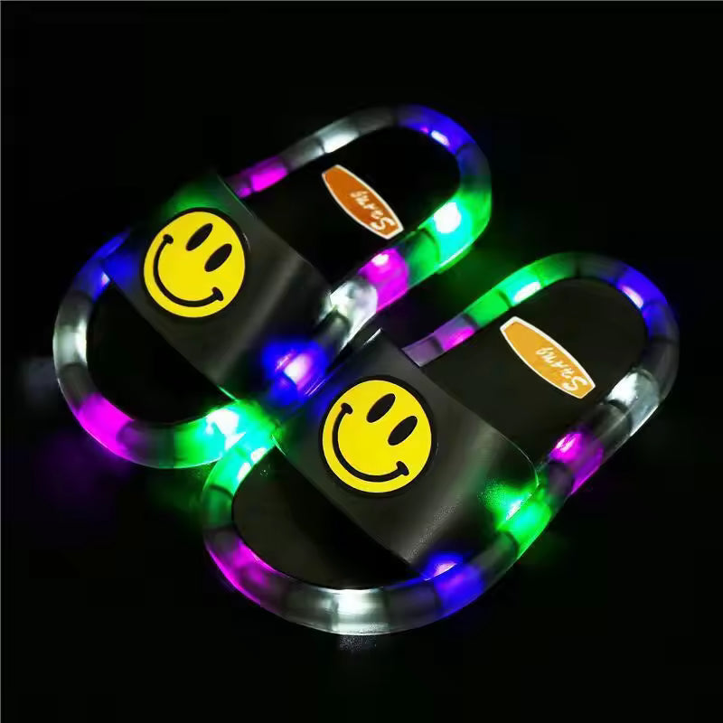 Fashionable and Trendy Children'S Sparkling Crystal Slippers With Colorful Lights