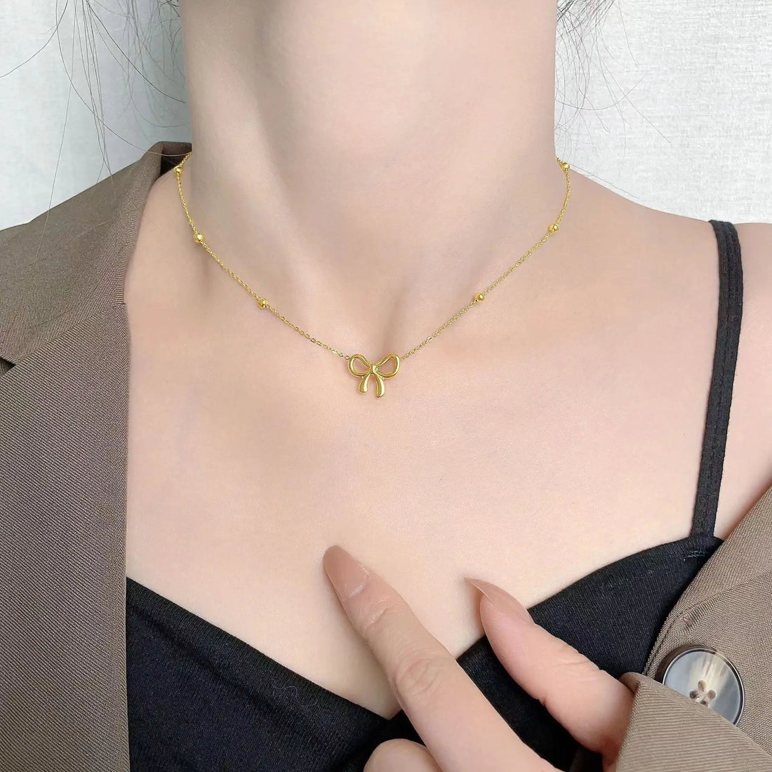 18k Gold Plated Bow Necklace - Tarnish Free & Elegant
