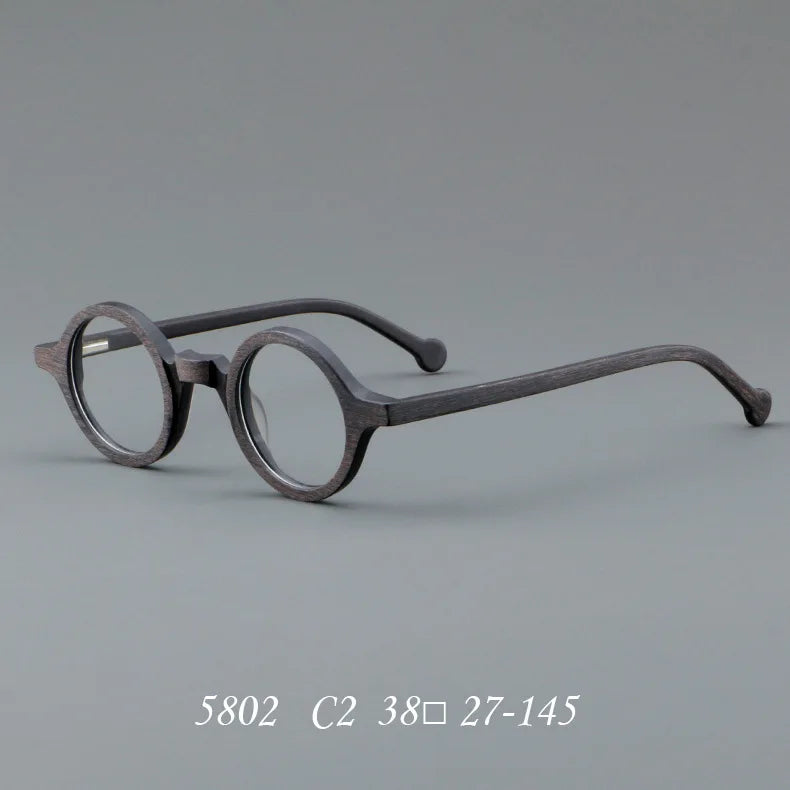 Vintage Wooden Round Acetate Eyeglasses