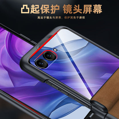 Suture PU Leather Hinge Protection Full Body Case for Samsung Z Flip – Luxury Foldable Cover