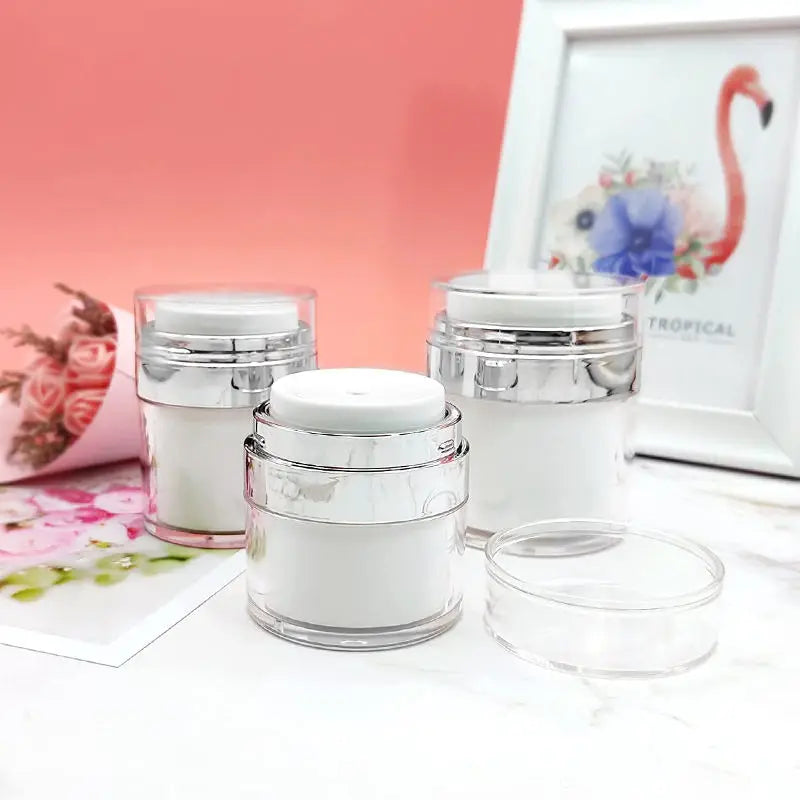 Plastic Cosmetic Packaging Empty Round Acrylic Airless Pump Jar